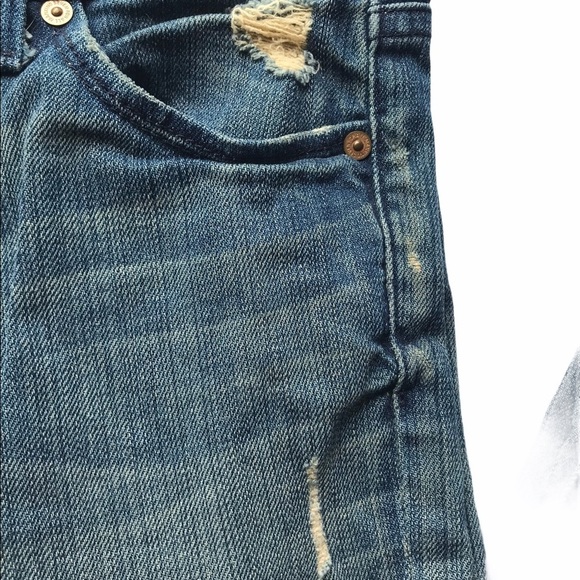 7 For All Mankind Women's Size 26 Distressed Torn Straight Leg Blue Jeans - Picture 7 of 11